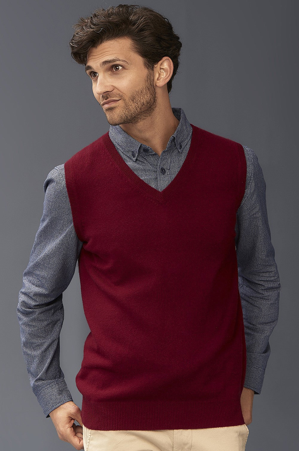 Men's Cashmere Cardigan Vest